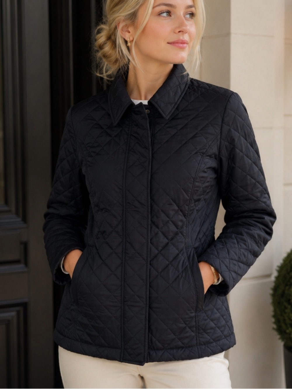 Brooks Brothers Navy Quilted Women's Diamond Jacket Size 10 39563